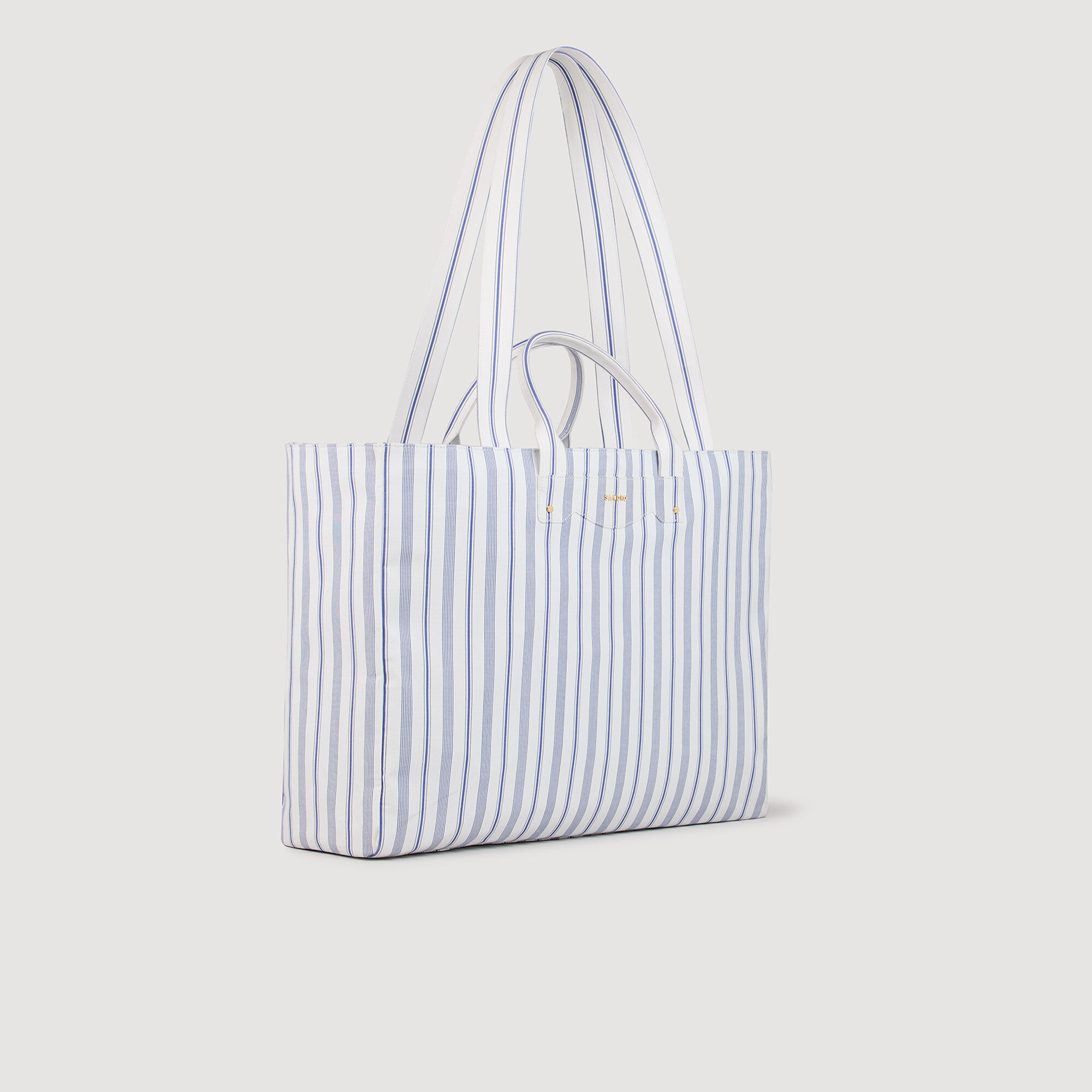 Bolso cabás de lona a rayas