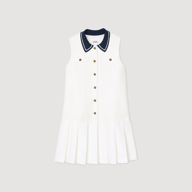 Vestido corto con cuello en contraste