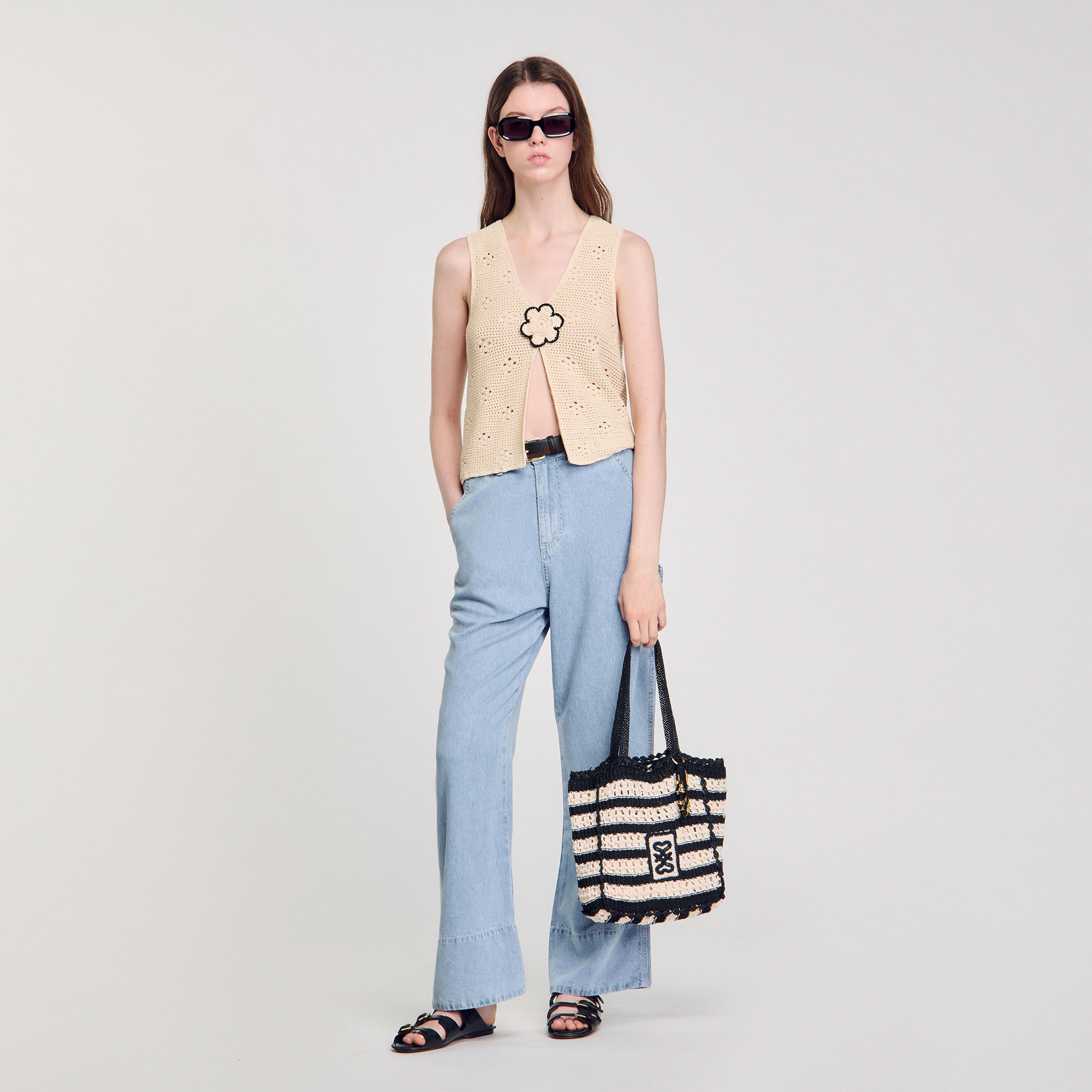 Bolso bicolor de ganchillo