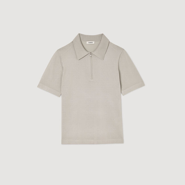 Polo de punto con cuello con cremallera