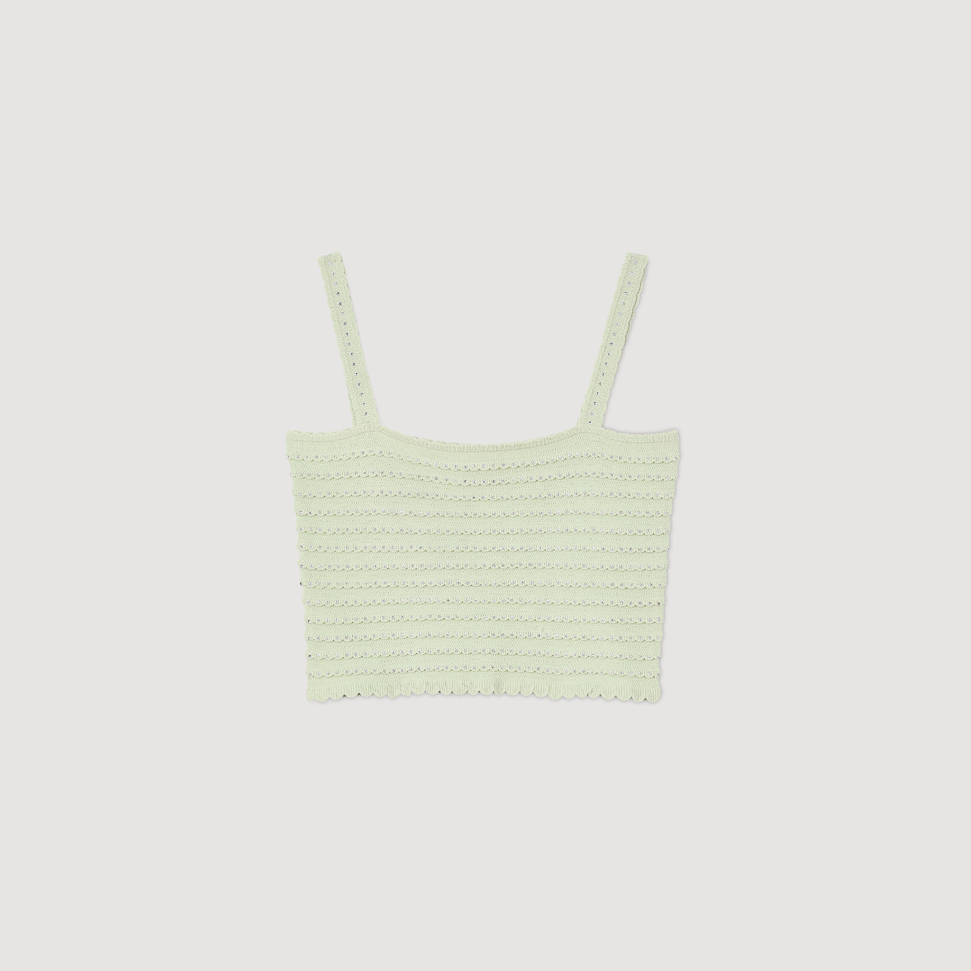 Top corto de punto con strass