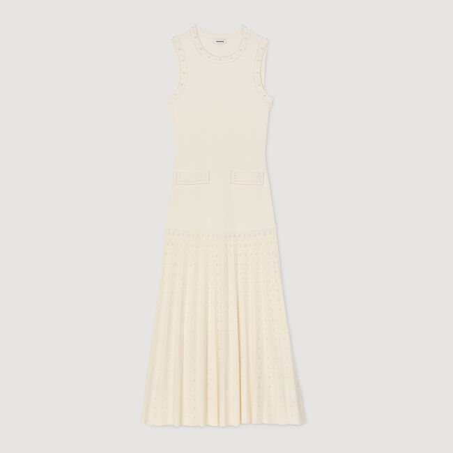 Vestido largo de punto con pedrería