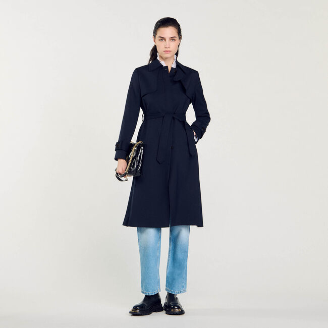 Gabardina con inserto plisado