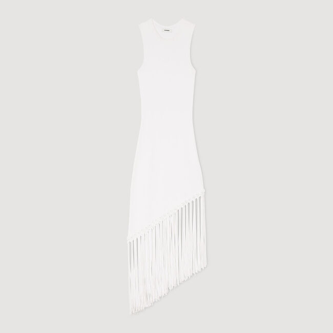 Maxivestido flecos y ganchillo