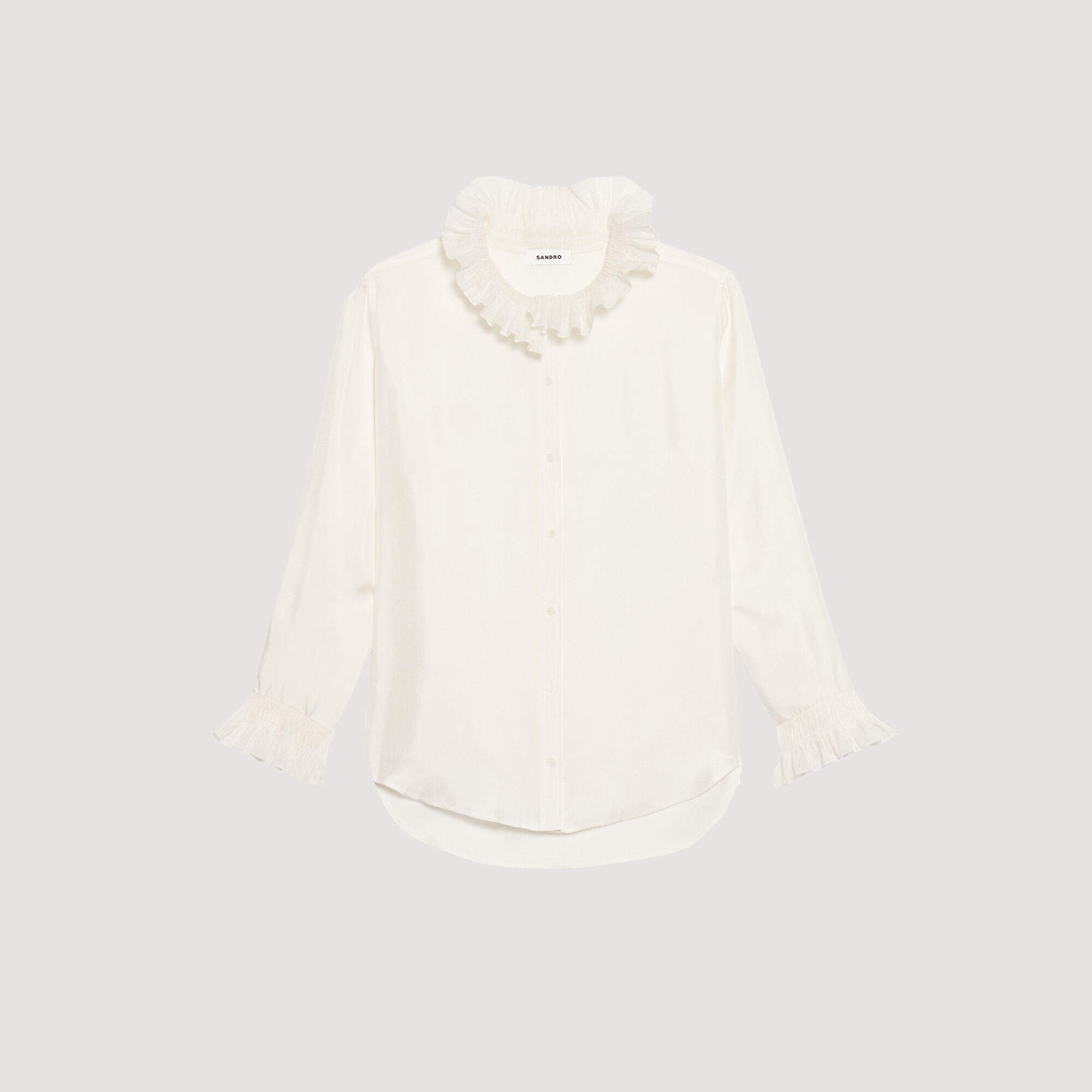 Camisa seda con cuello fruncido