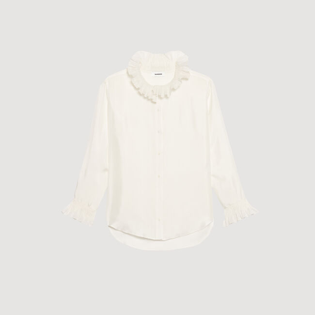 Camisa seda con cuello fruncido
