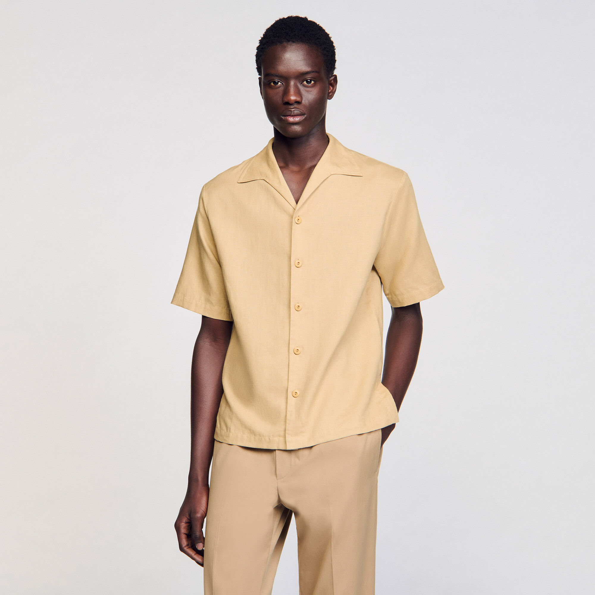 Camisa de algodón y lino