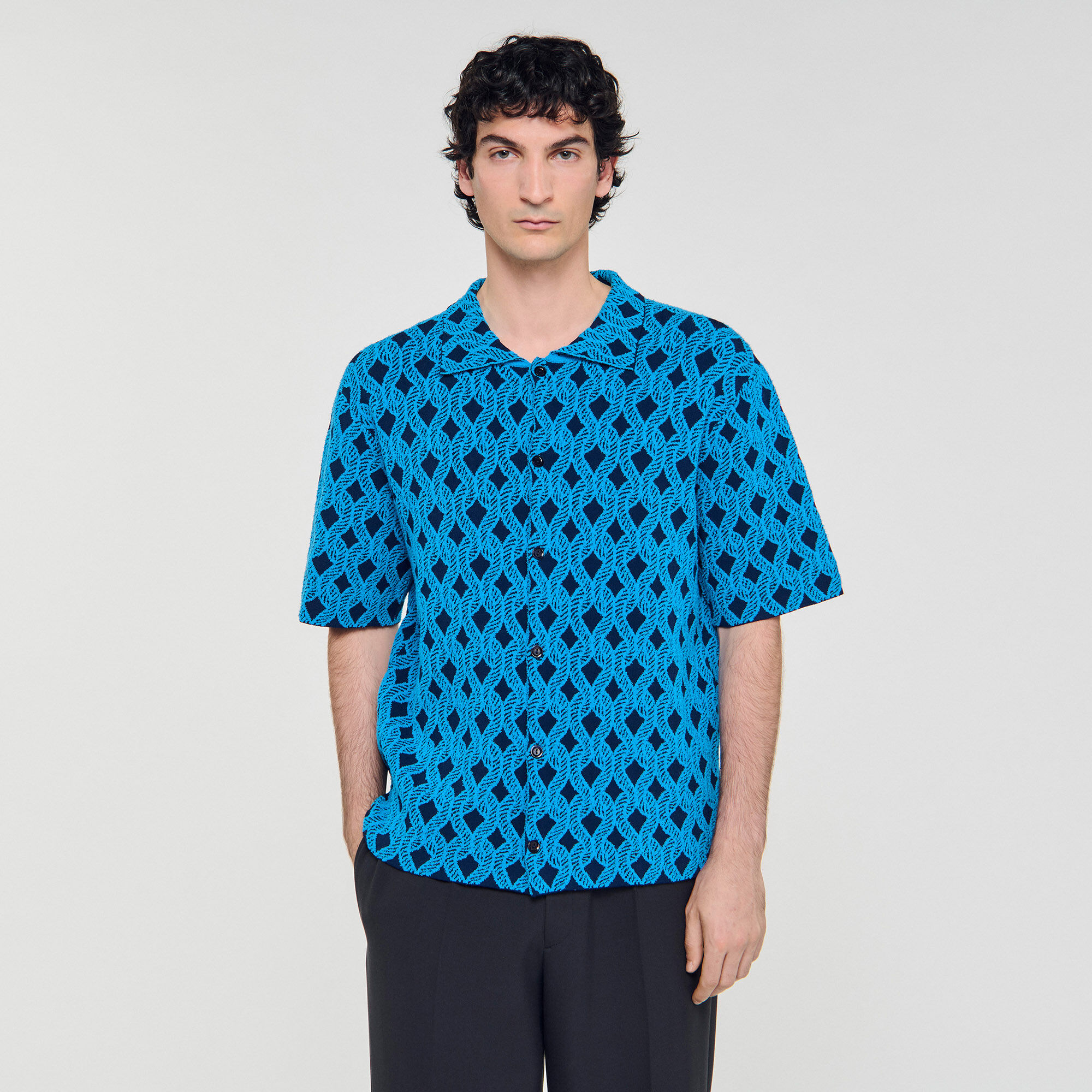 Camisa cárdigan de jacquard cuerda