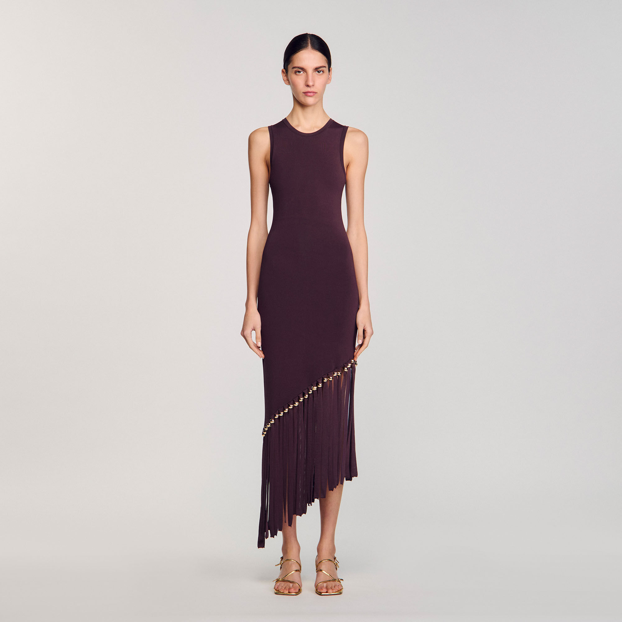 Maxivestido con flecos y cuentas