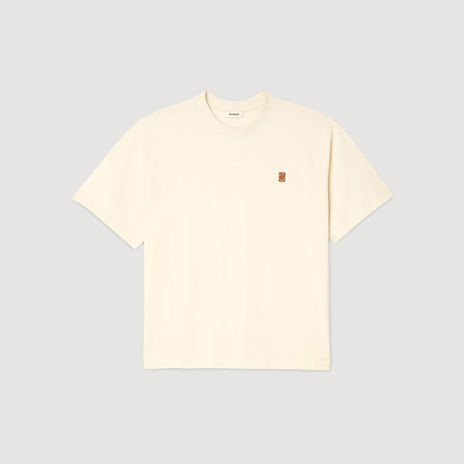 Camiseta con logotipo de cuero