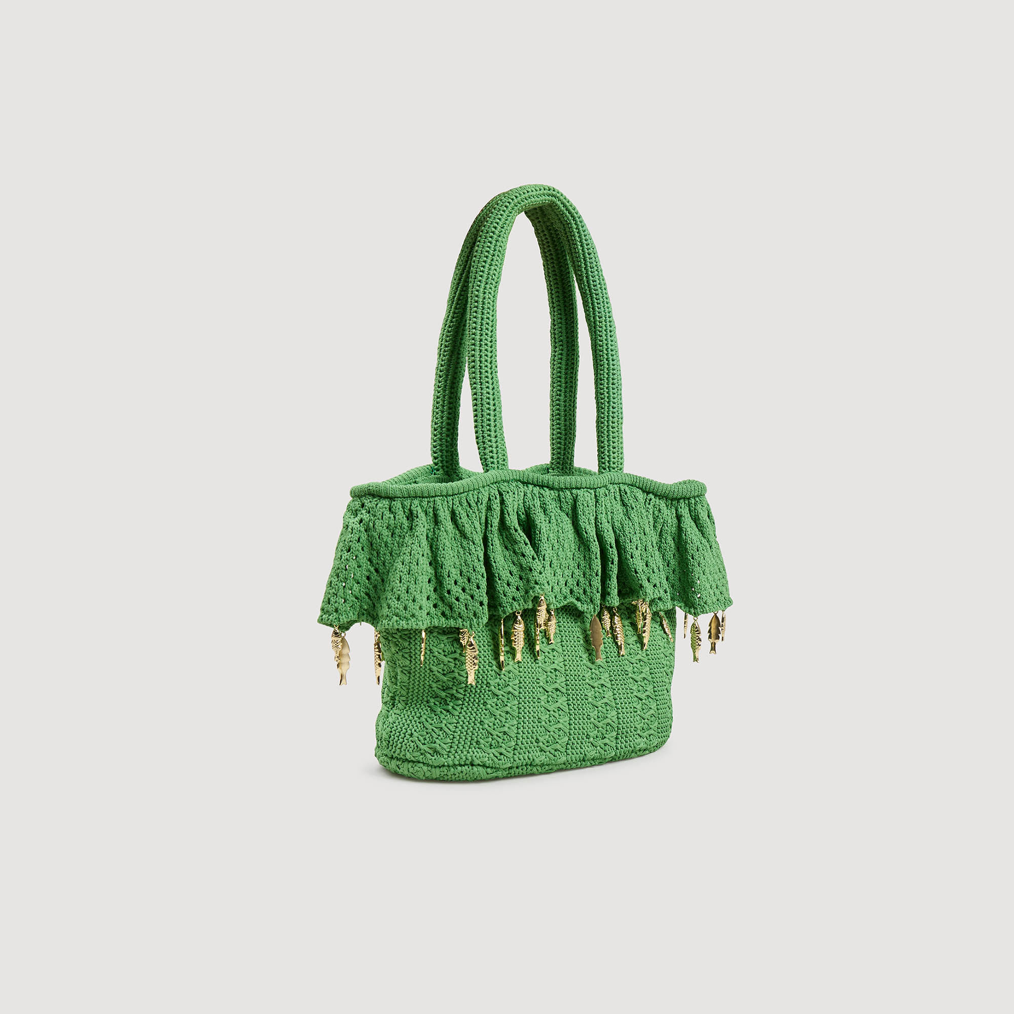Bolso de crochet con borlas