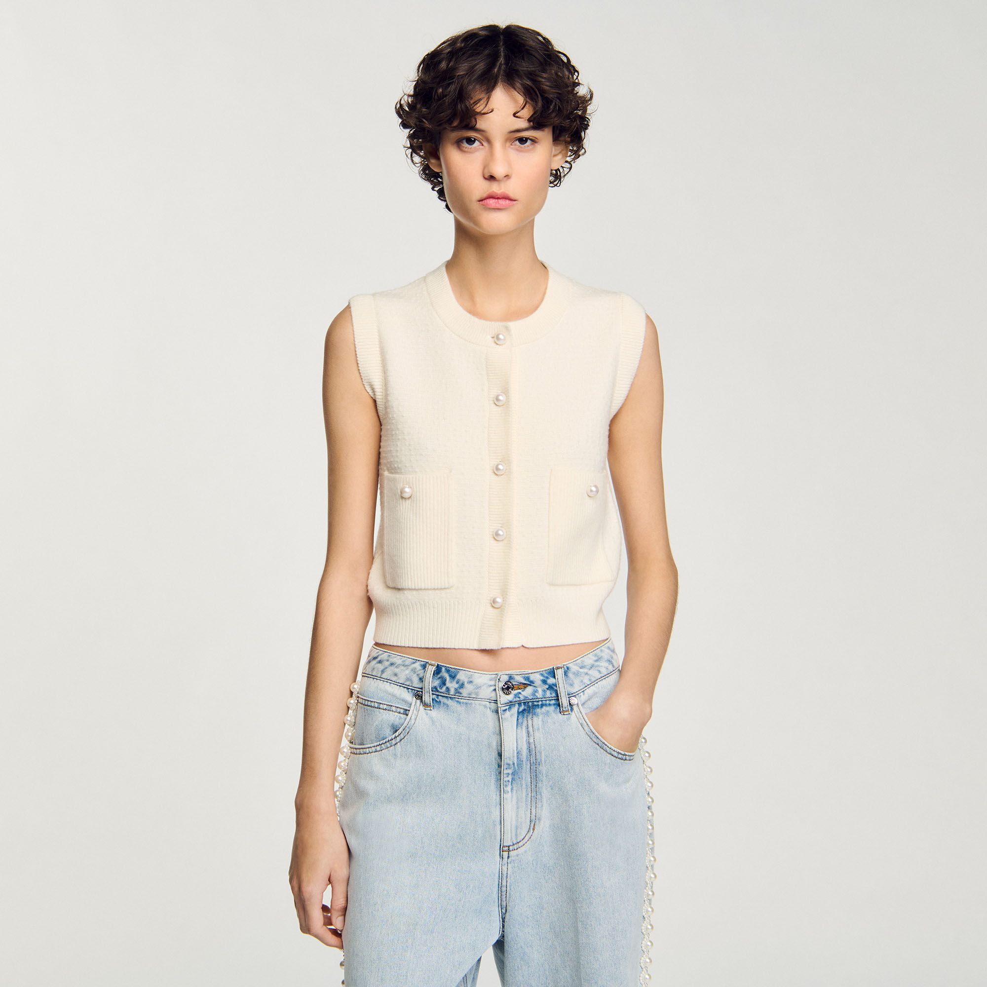 Chaleco de tweed con textura