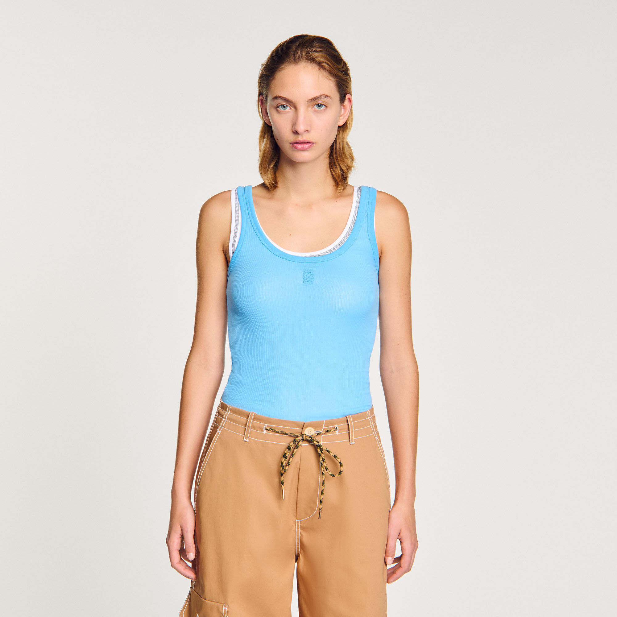 Camiseta de canalé sin mangas