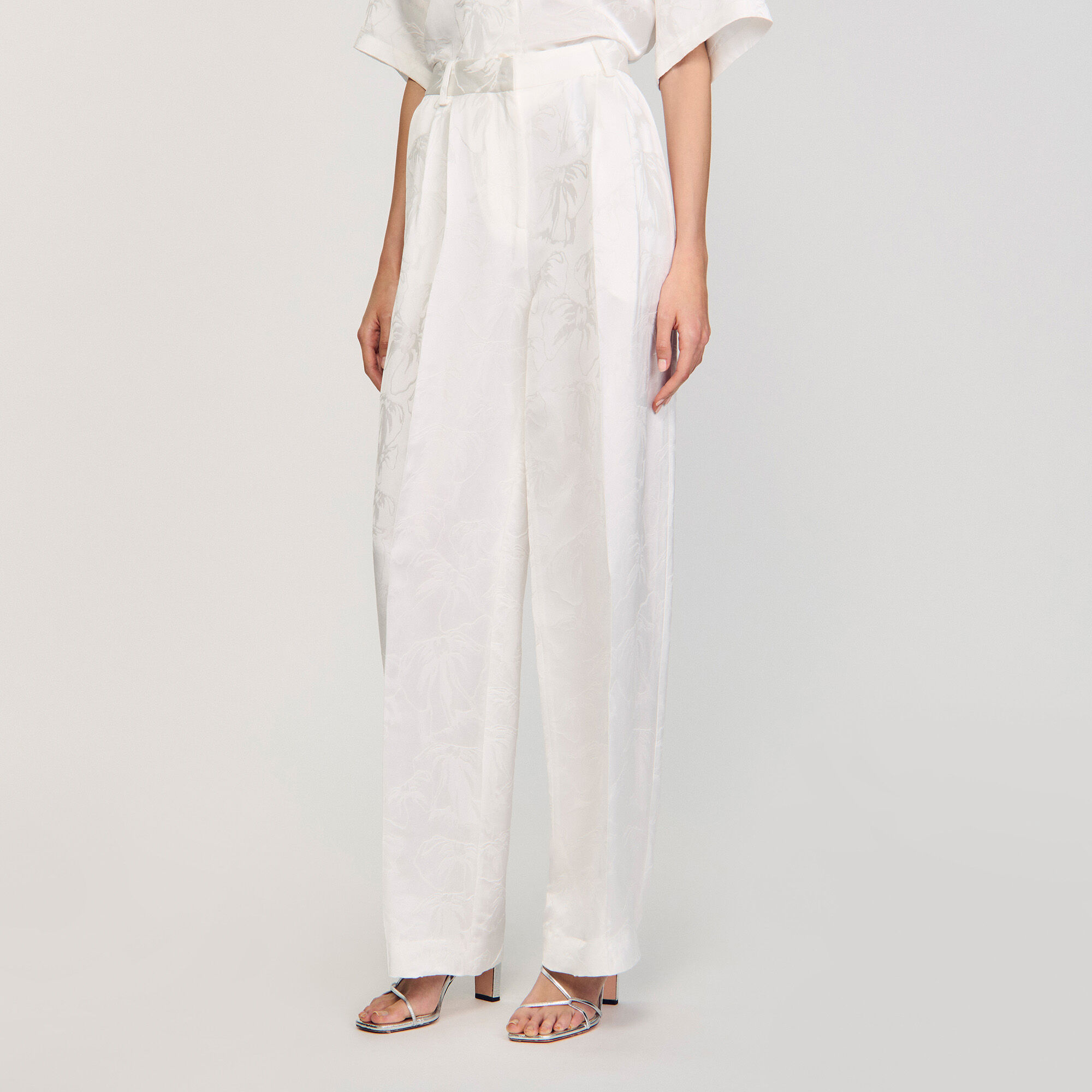 Pantalón de jacquard con flores