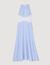 Vestido largo con rayas y encaje
