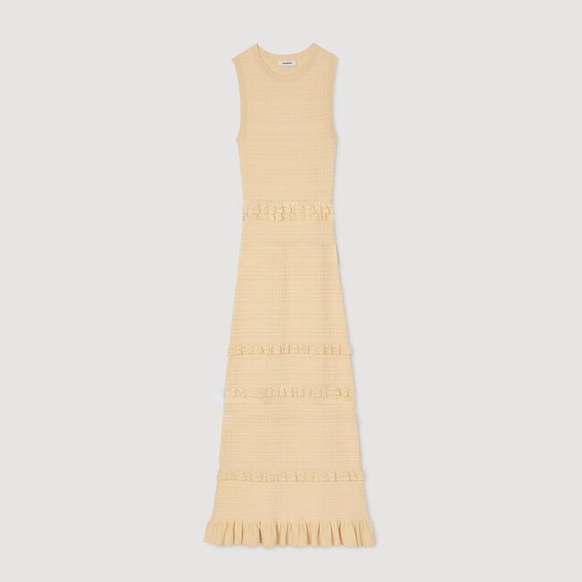Vestido largo de punto con volantes