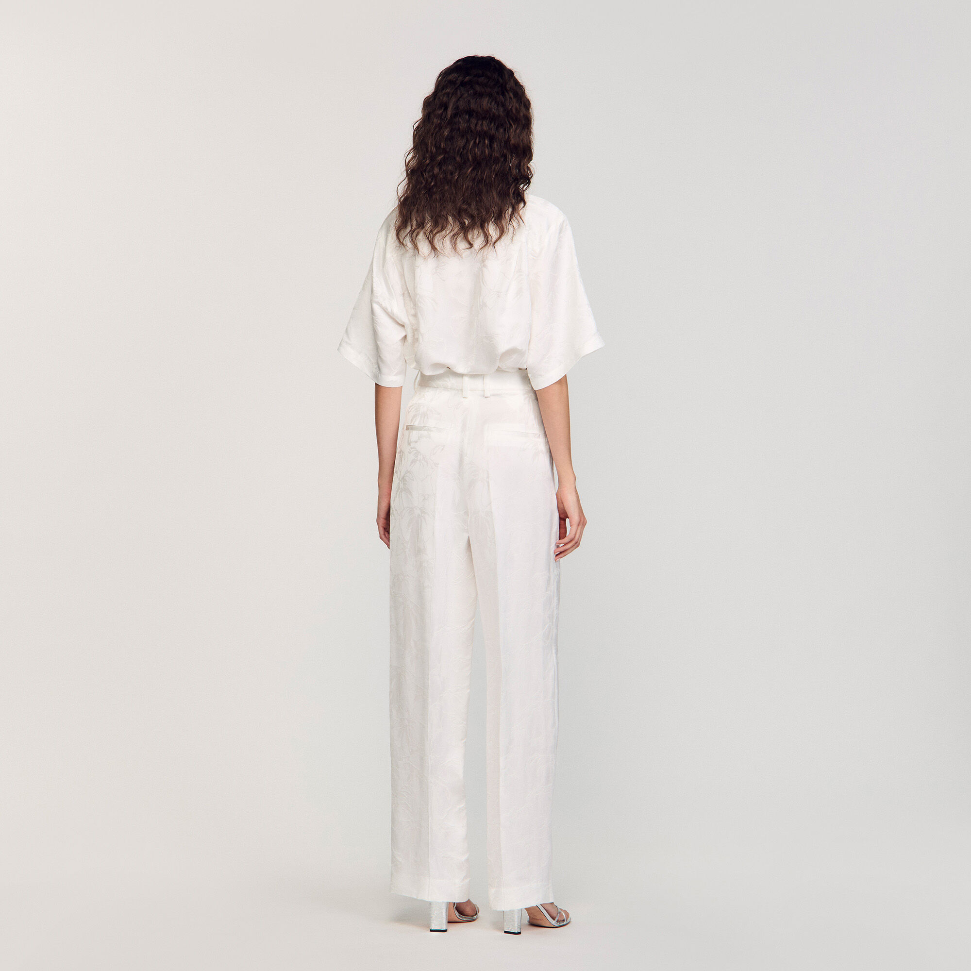 Pantalón de jacquard con flores