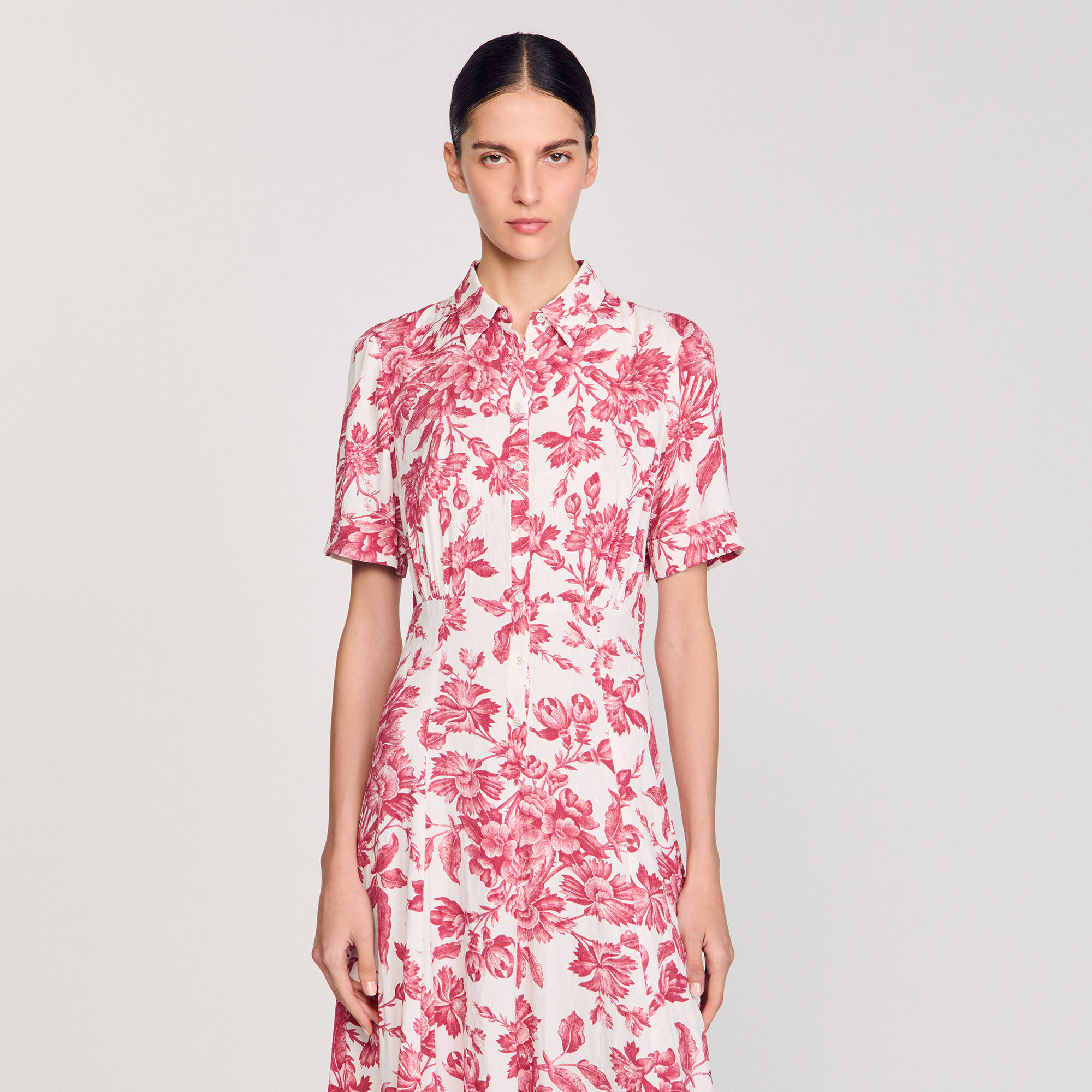 Vestido camisero largo de flores
