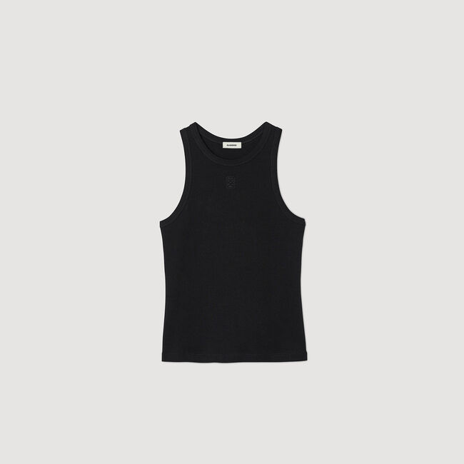 Camiseta sin mangas con bordado