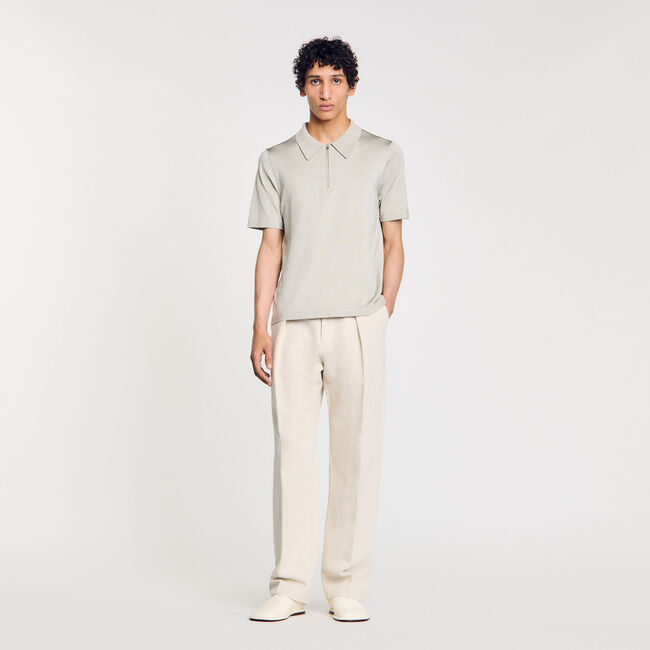 Polo de punto con cuello con cremallera