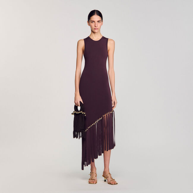 Maxivestido con flecos y cuentas