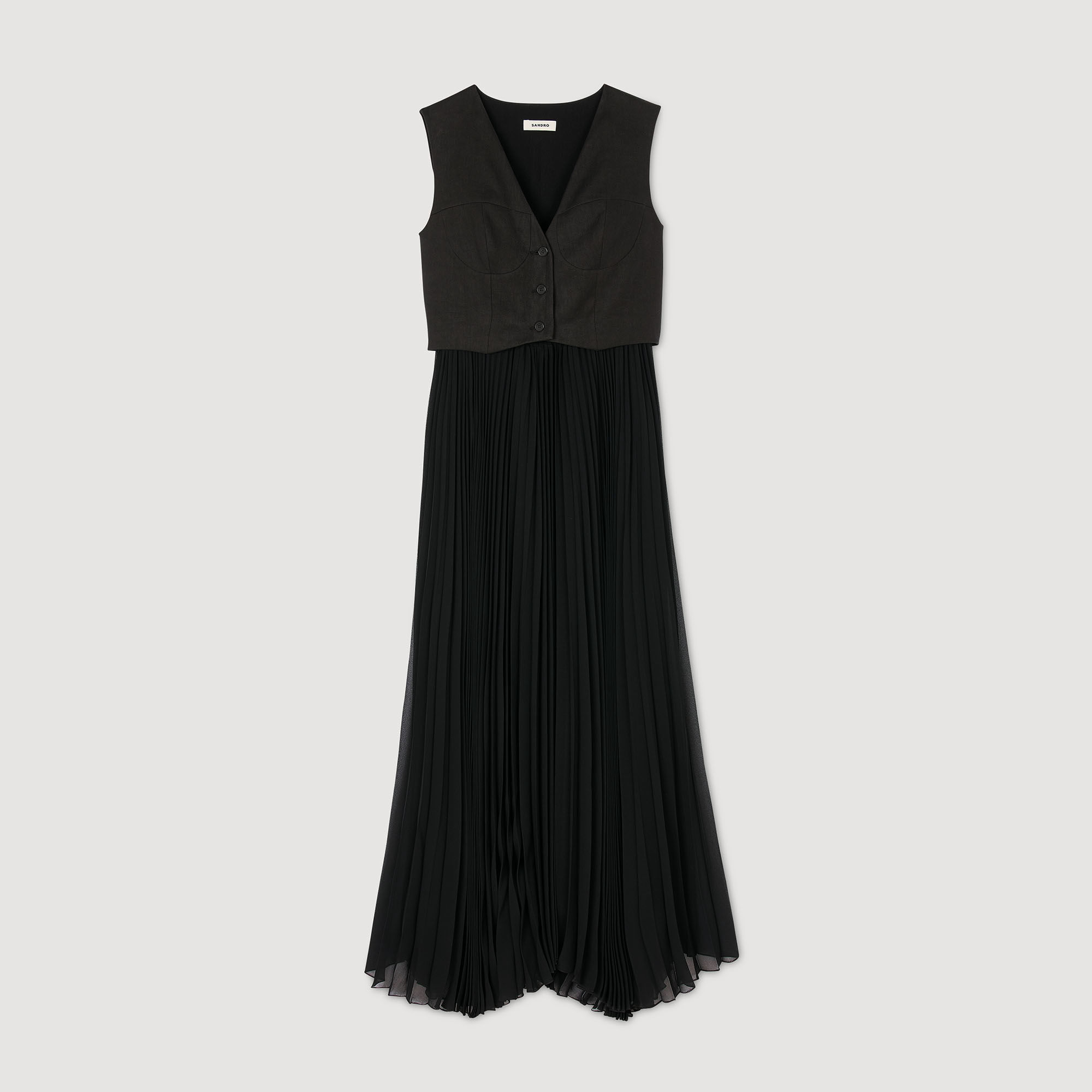 Vestido largo plisado