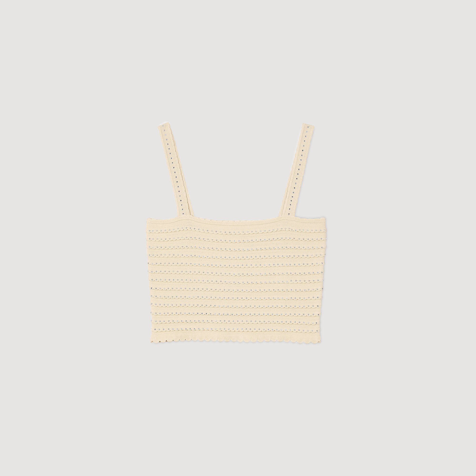 Top corto de punto con strass