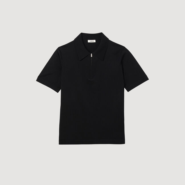 Polo de punto con cuello con cremallera