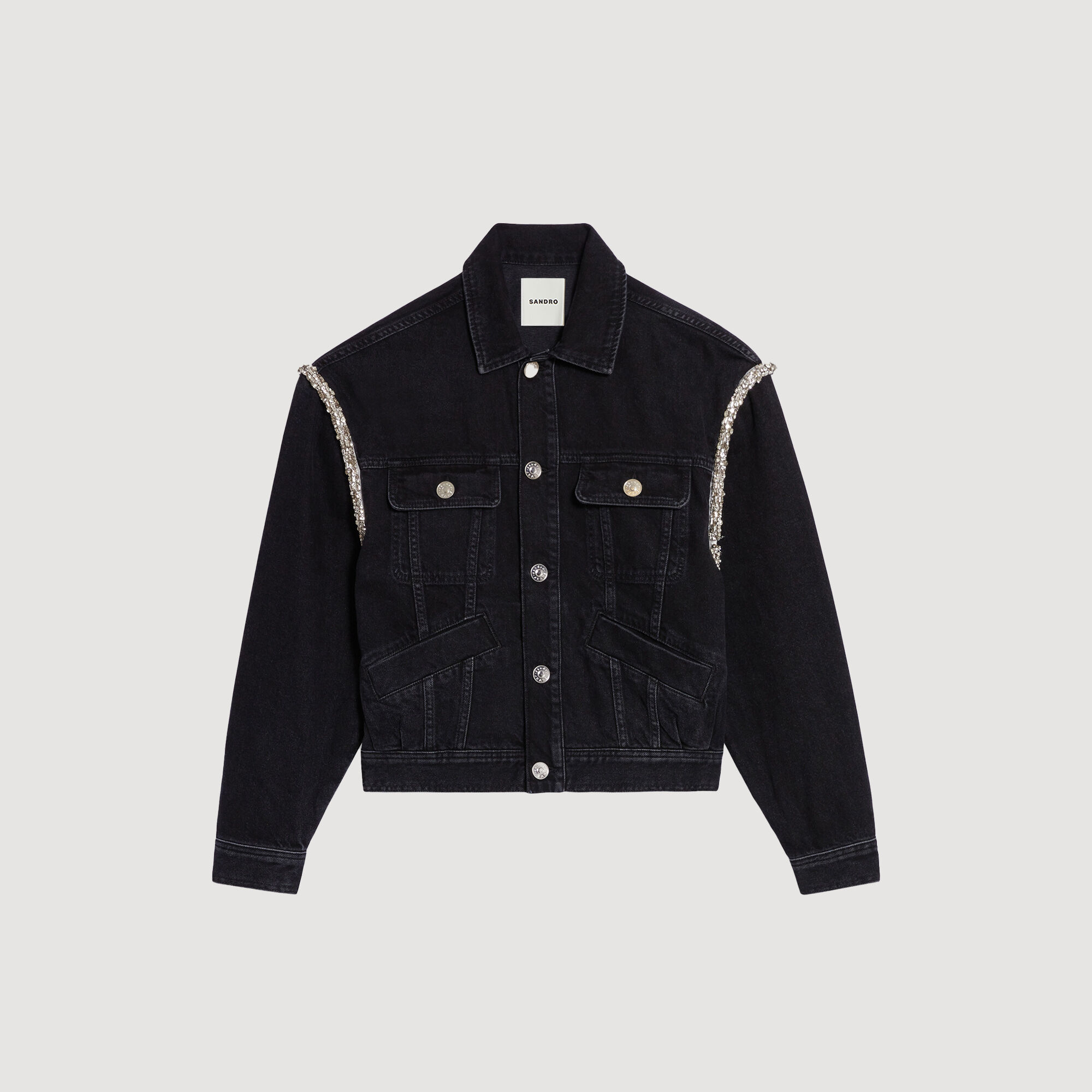 Chaqueta oversize de denim con strass