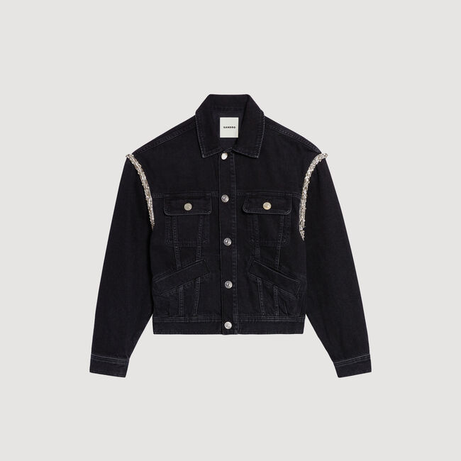 Chaqueta oversize de denim con strass
