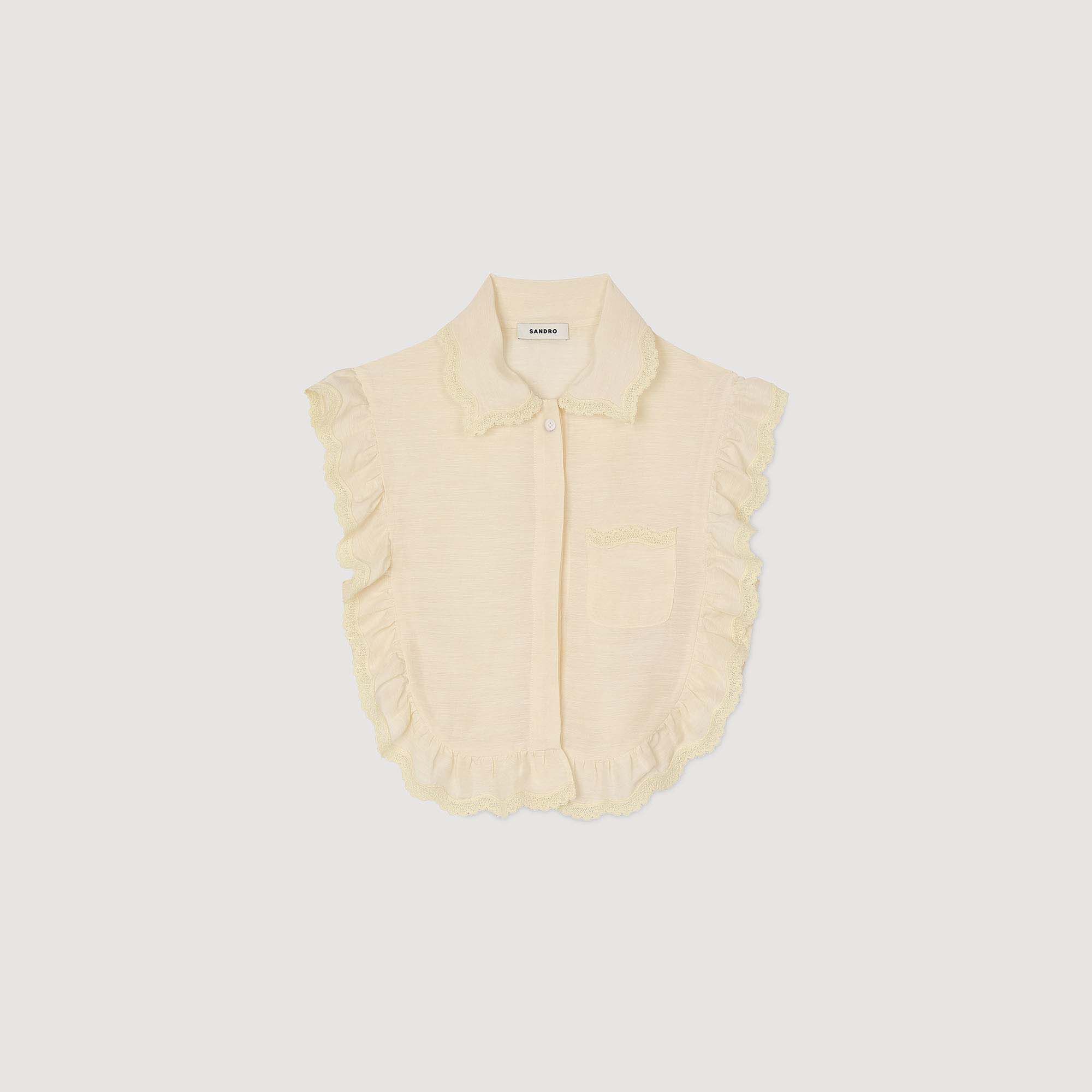 Top Cuello camisero con encaje