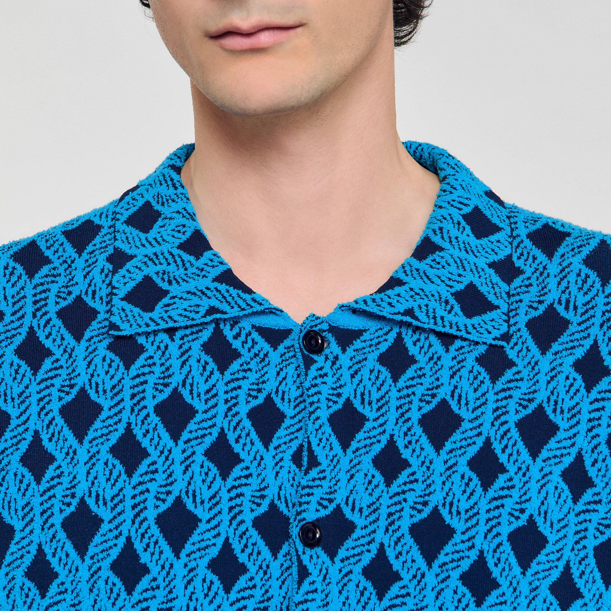 Camisa cárdigan de jacquard cuerda