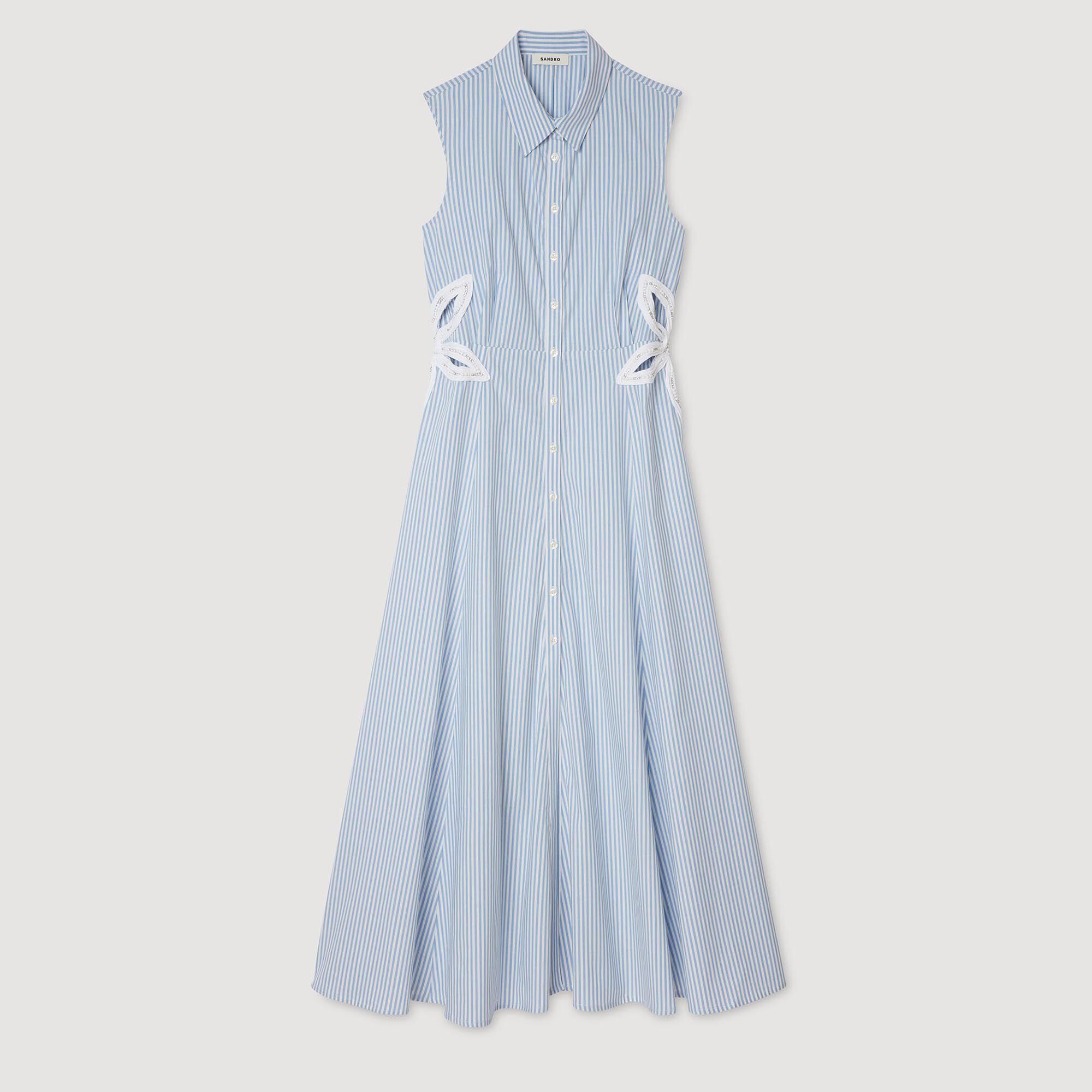 ROBE LARGA RAYADA A DETALLES BORDADOS