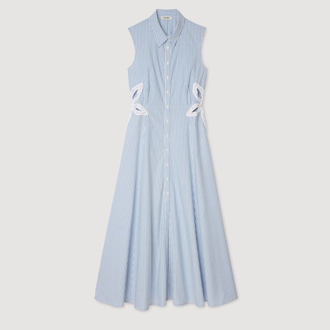 ROBE LARGA RAYADA A DETALLES BORDADOS