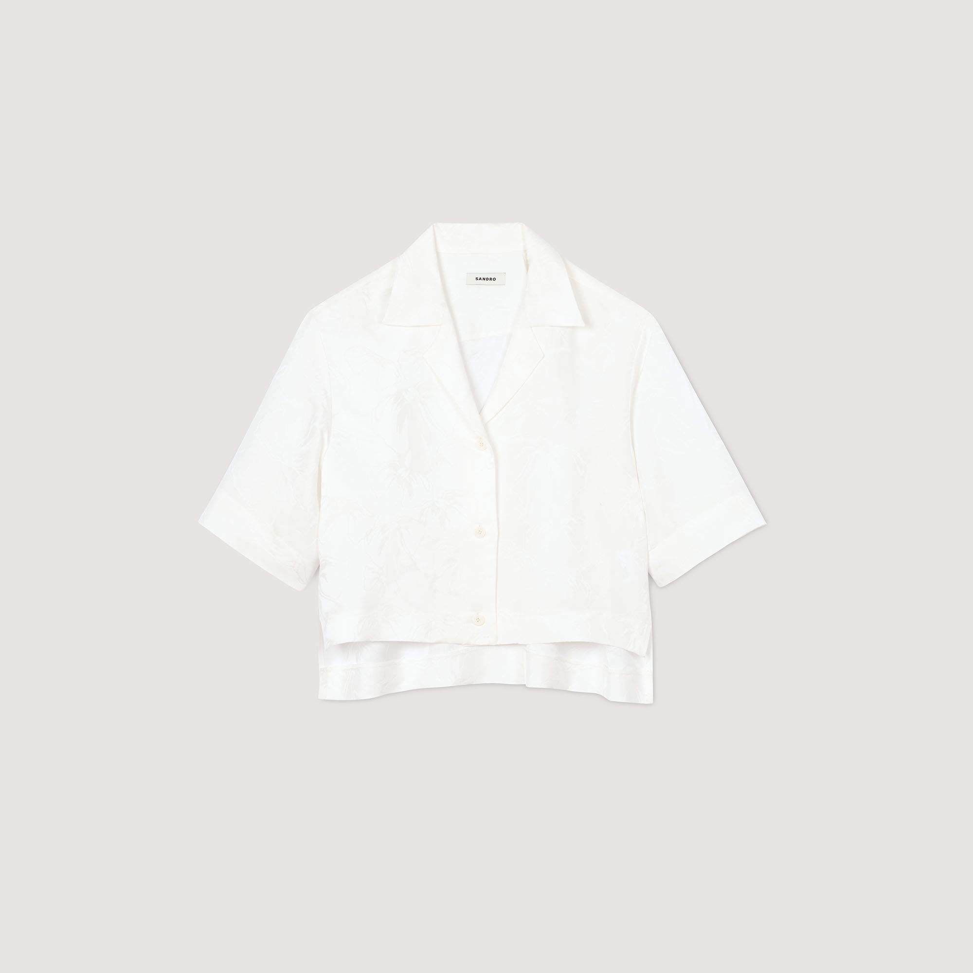 Camisa corta con flores de jacquard