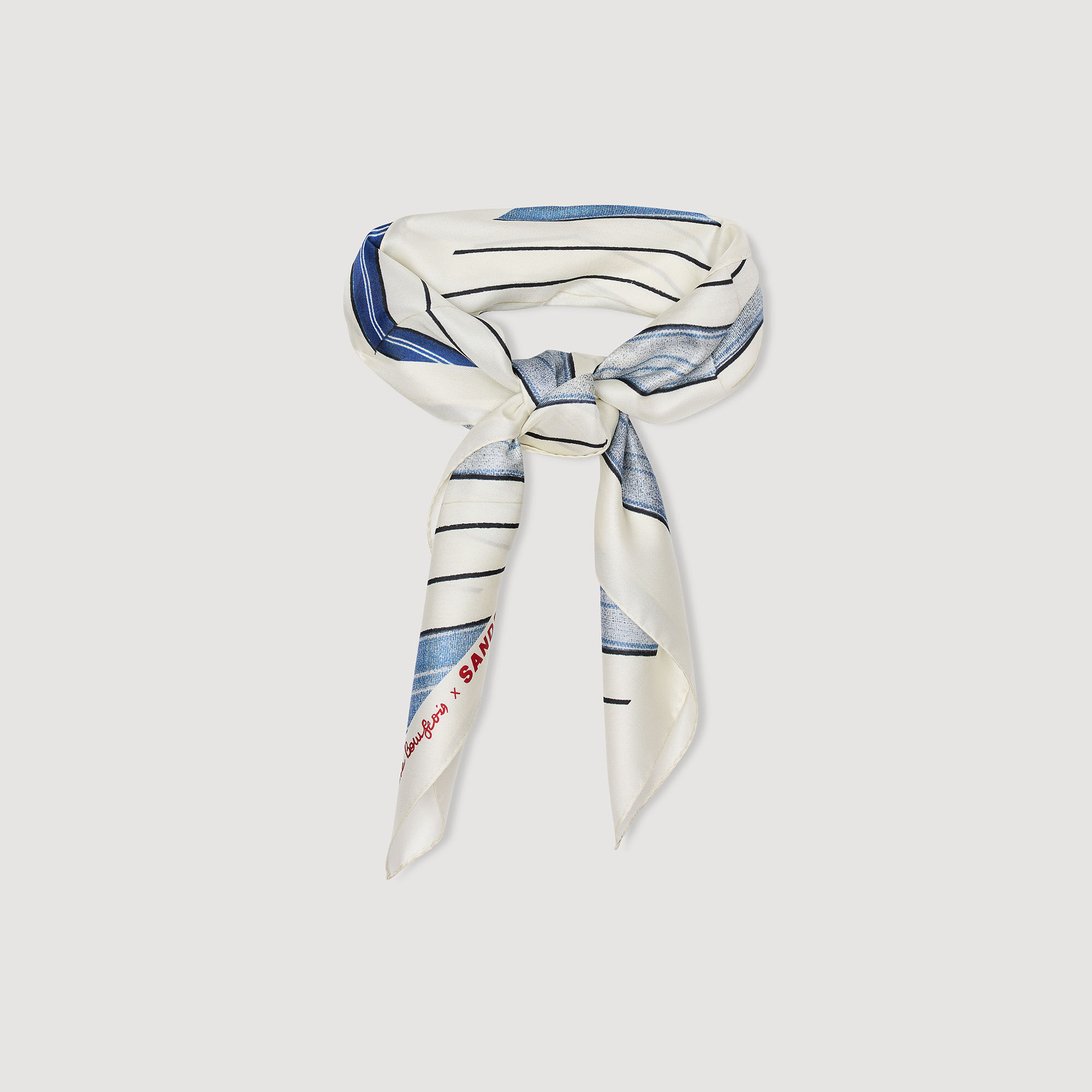 Pañuelo de seda estampado a rayas