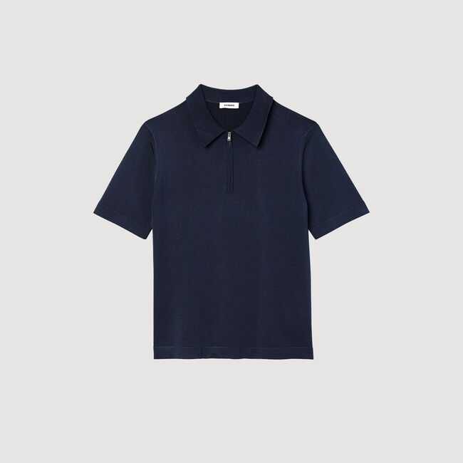 Polo de punto con cuello con cremallera