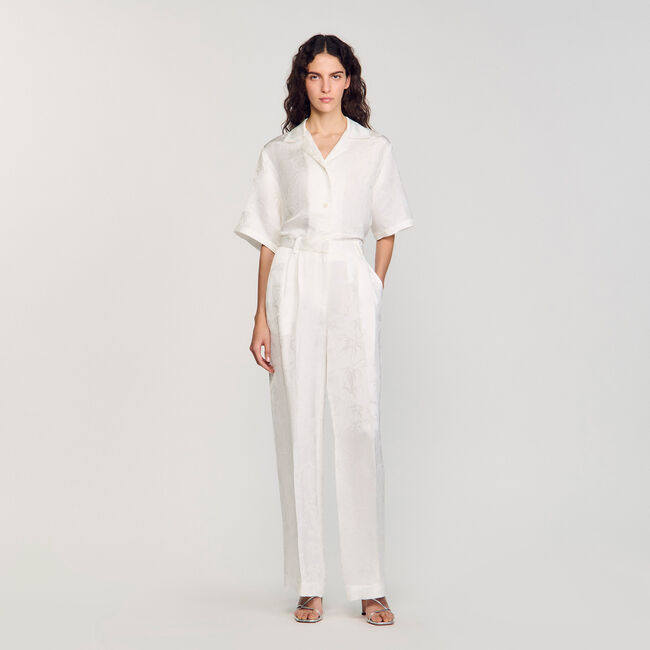 Pantalón de jacquard con flores