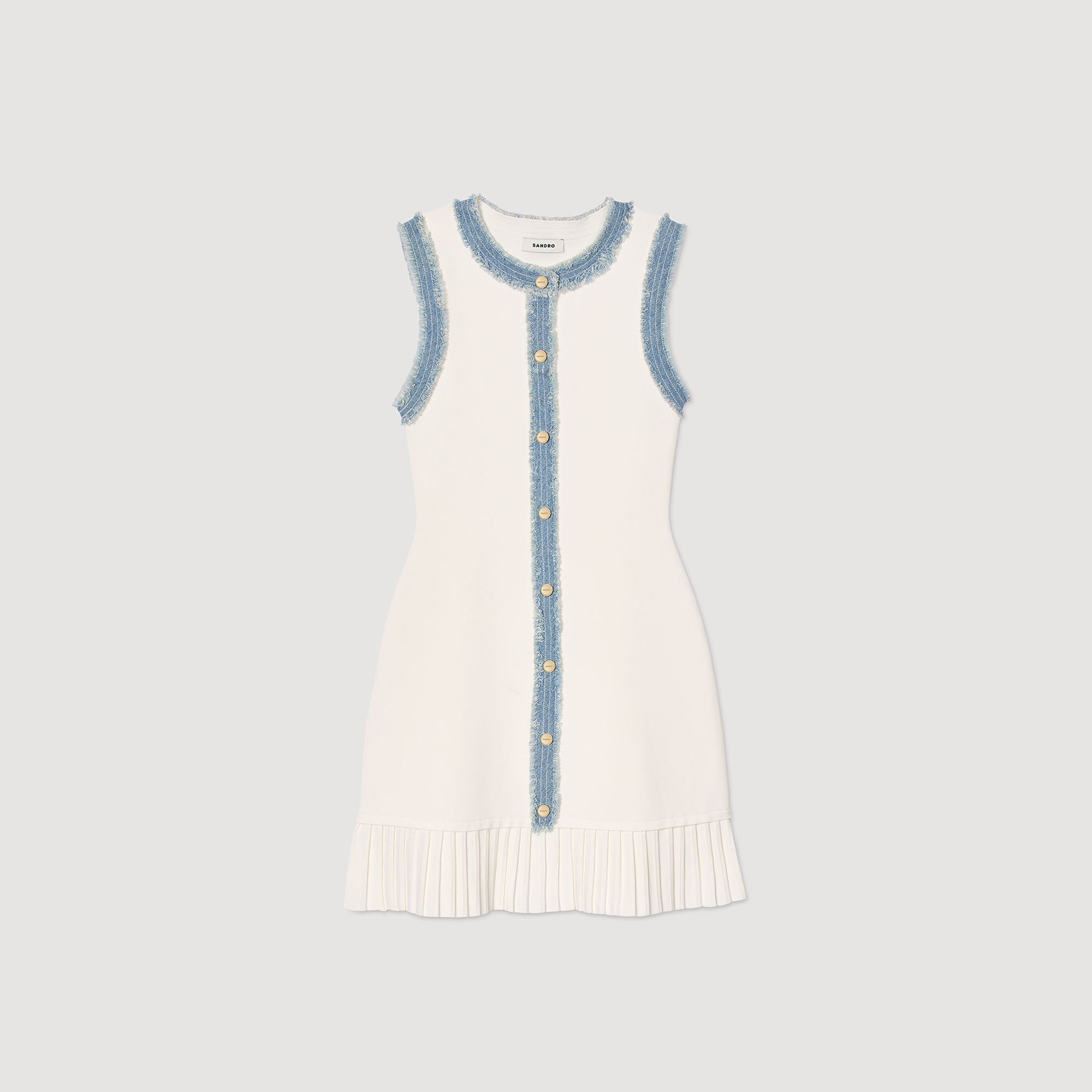 Vestido corto de punto con volante