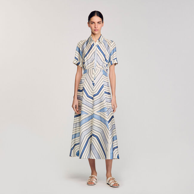 Vestido midi de seda con espirales
