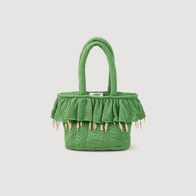 Bolso de crochet con borlas